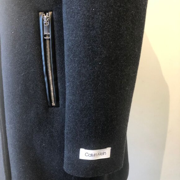 Like New - Calvin Klein Shawl Collar Wool Blend Double-Breasted Coat Size S - Picture 11 of 17